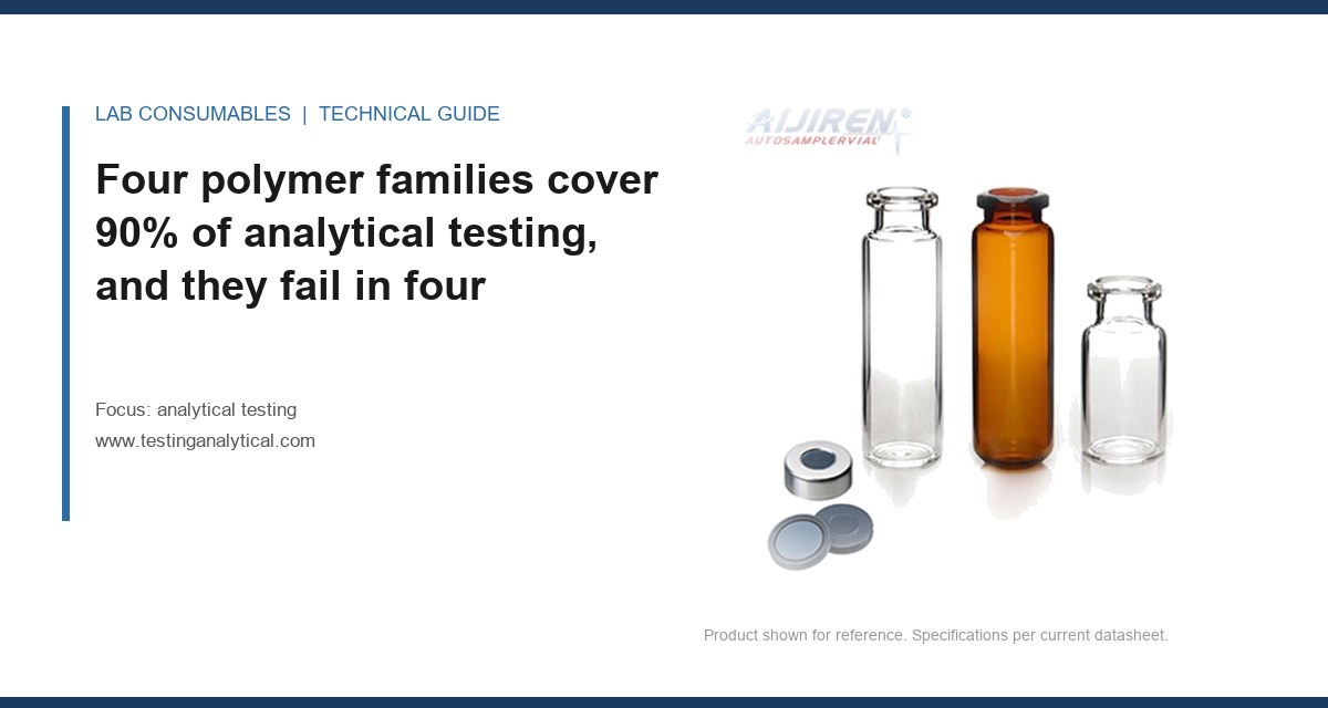 <Four polymer families cover 90% of analytical testing, and they fail in four