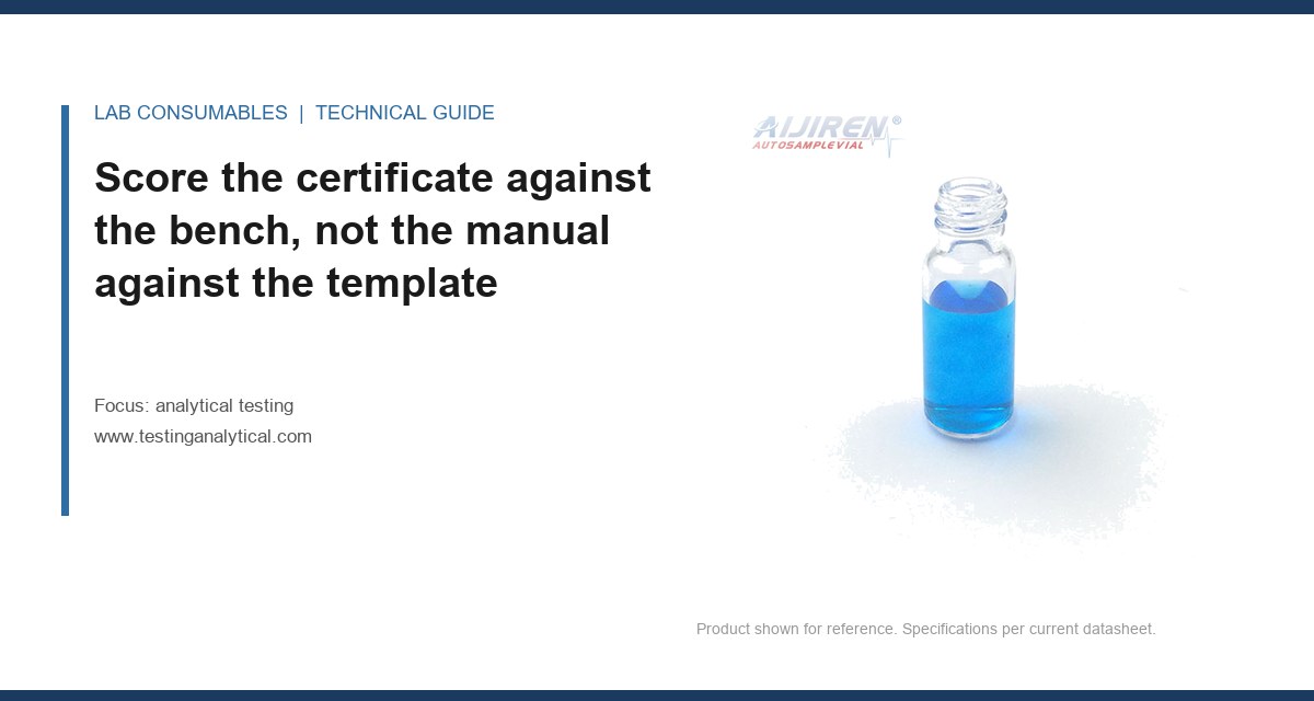 <Score the certificate against the bench, not the manual against the template